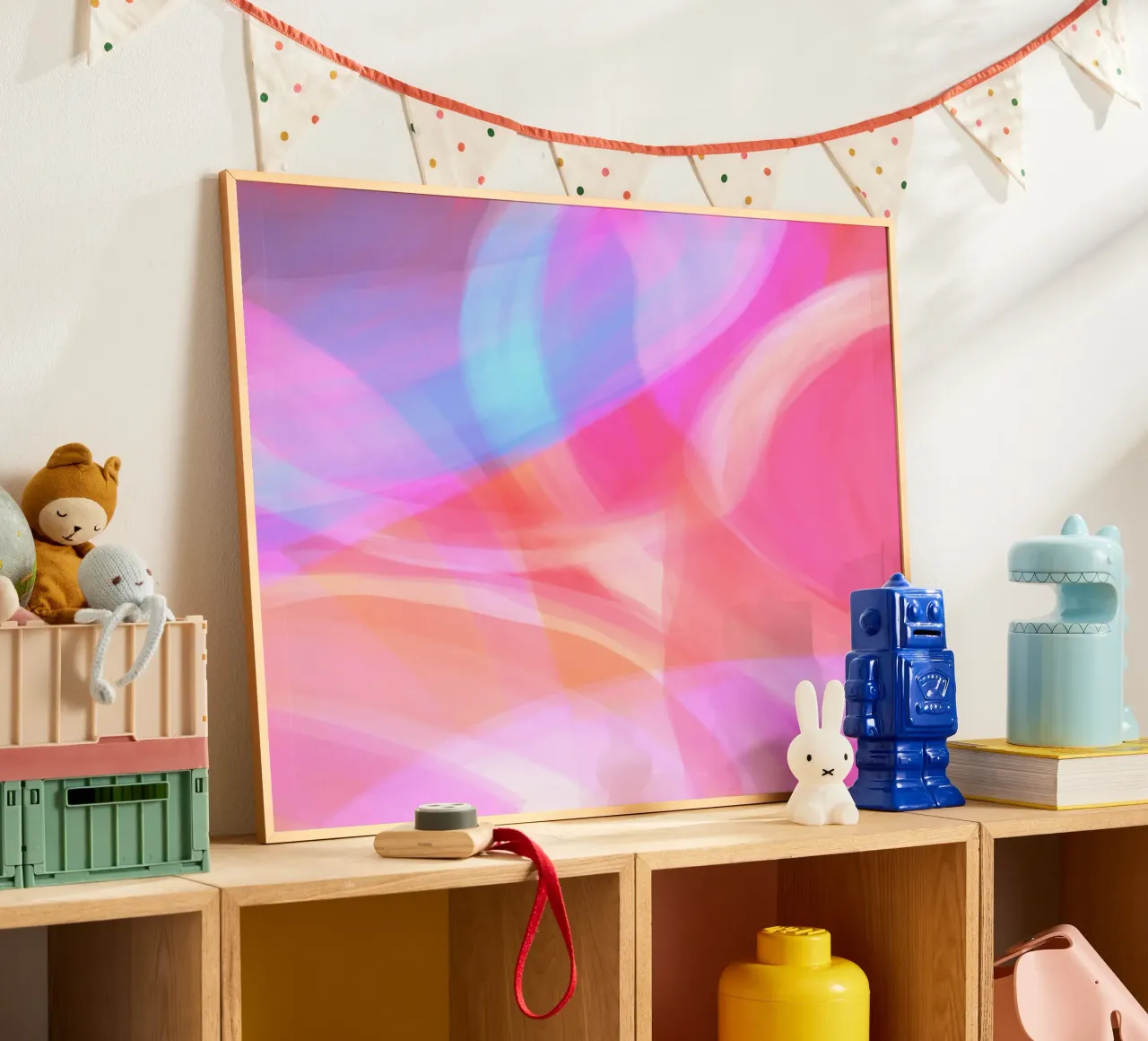 Color Swirls | Dreamy Candy Floss | Pink Orange Blue poster with aluminum frame by sabidussi