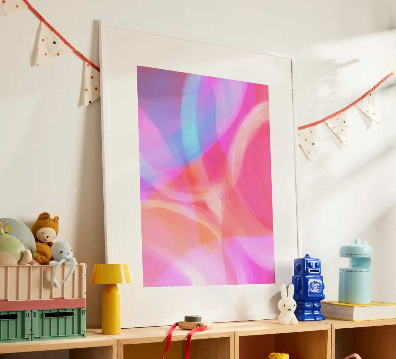 Color Swirls | Dreamy Candy Floss | Pink Orange Blue poster with aluminum frame by sabidussi