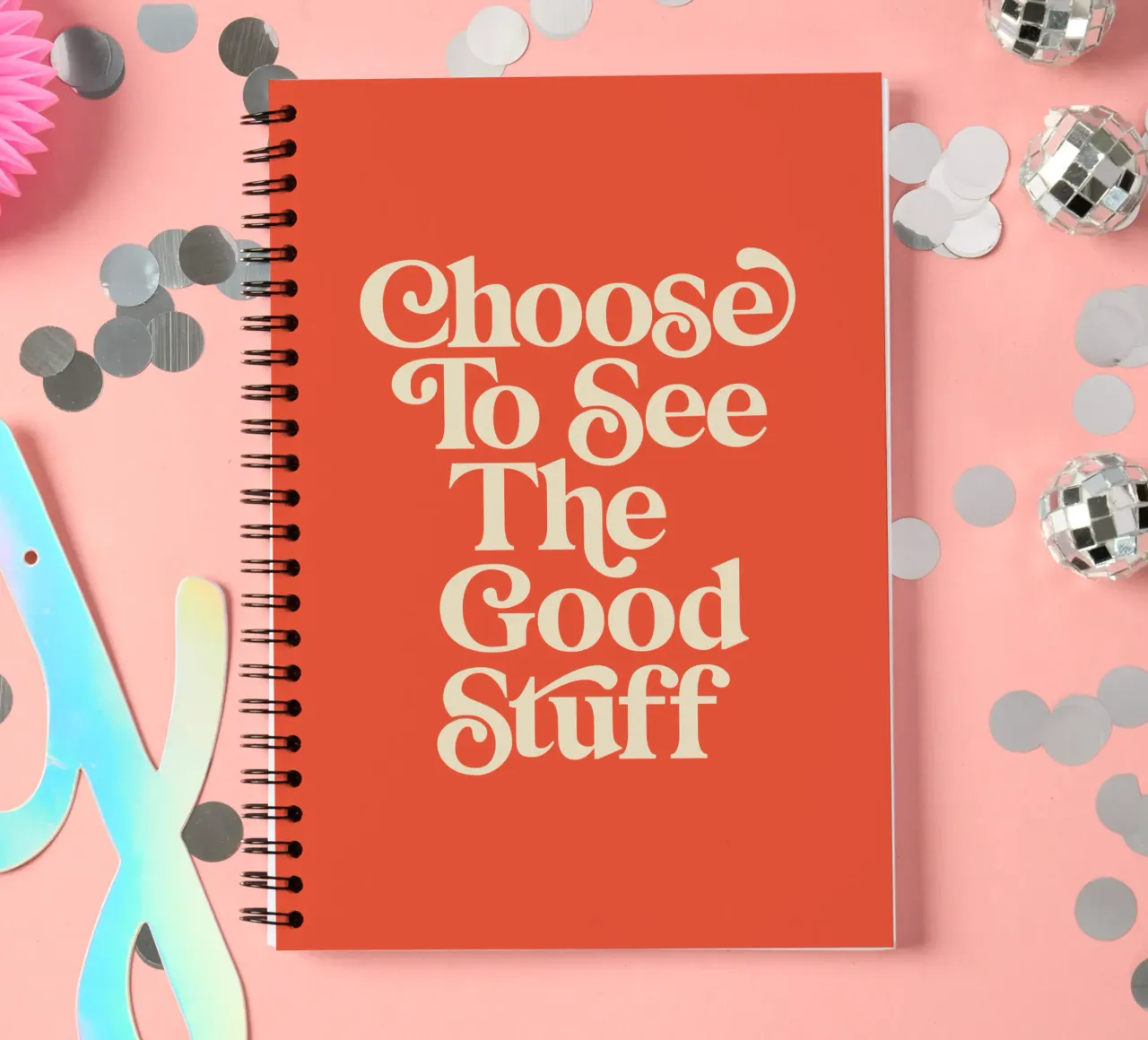Choose to See the Good Stuff Stylish Typografie Design spiral notebook by THE MOTIVATED TYPE