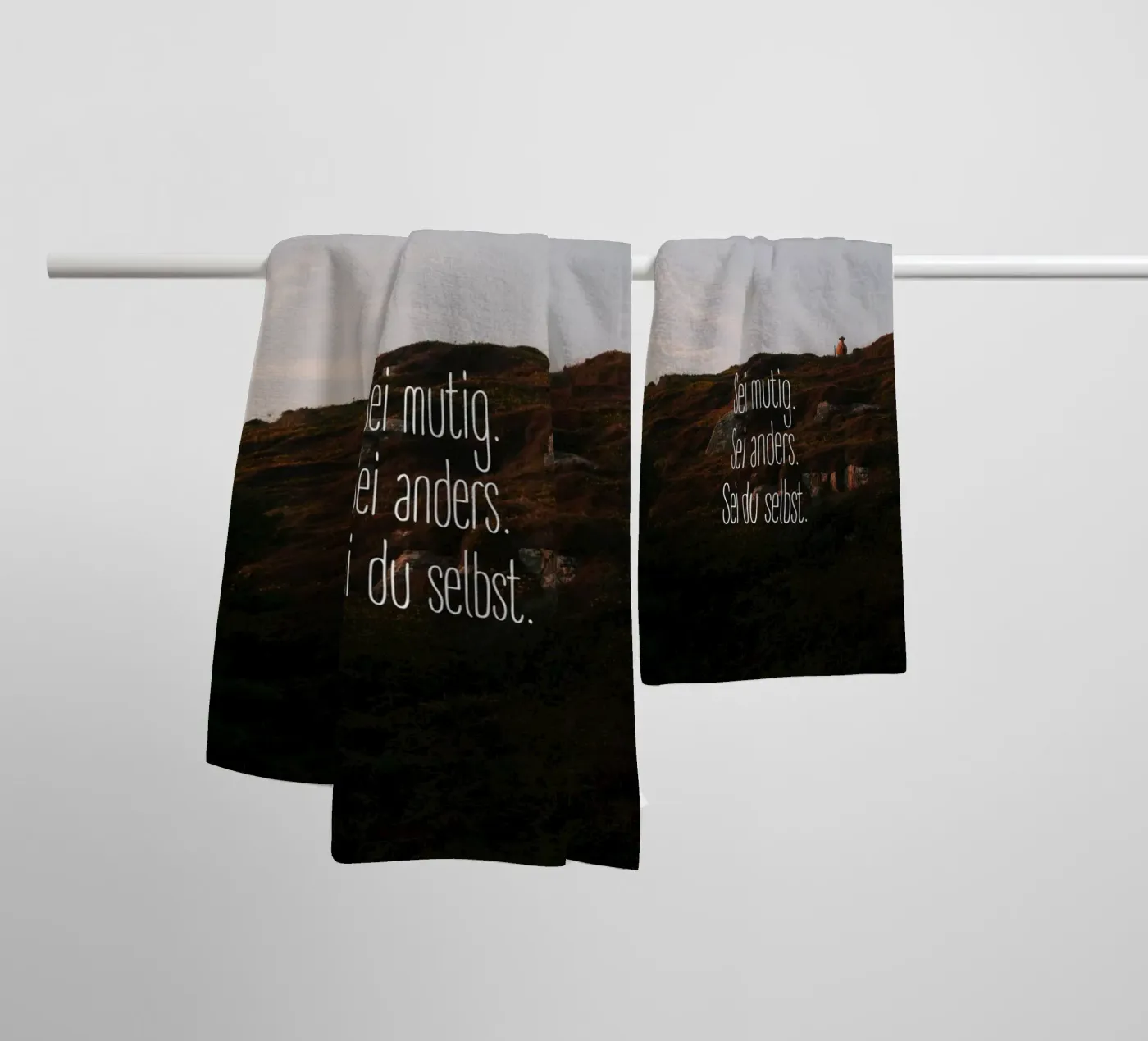 Sei mutig, sei anders, sei du selbst towel by Wild Coast Studio