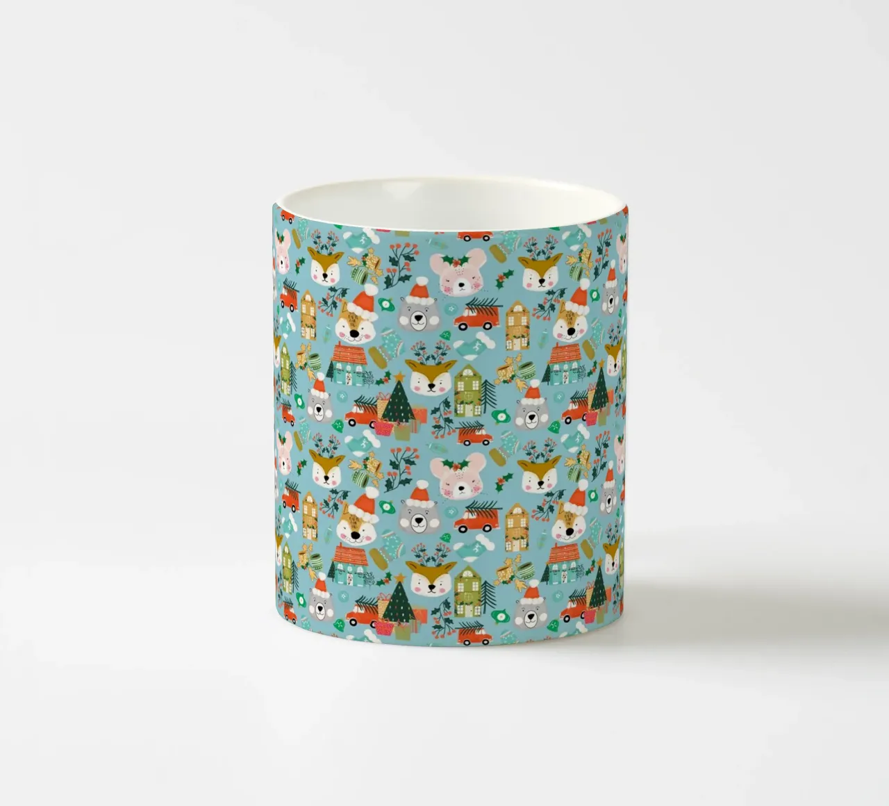 Woodland Niedliche Weihnachten Festliche Pelzige Freunde Blau Keramik Tasse von susanacosta