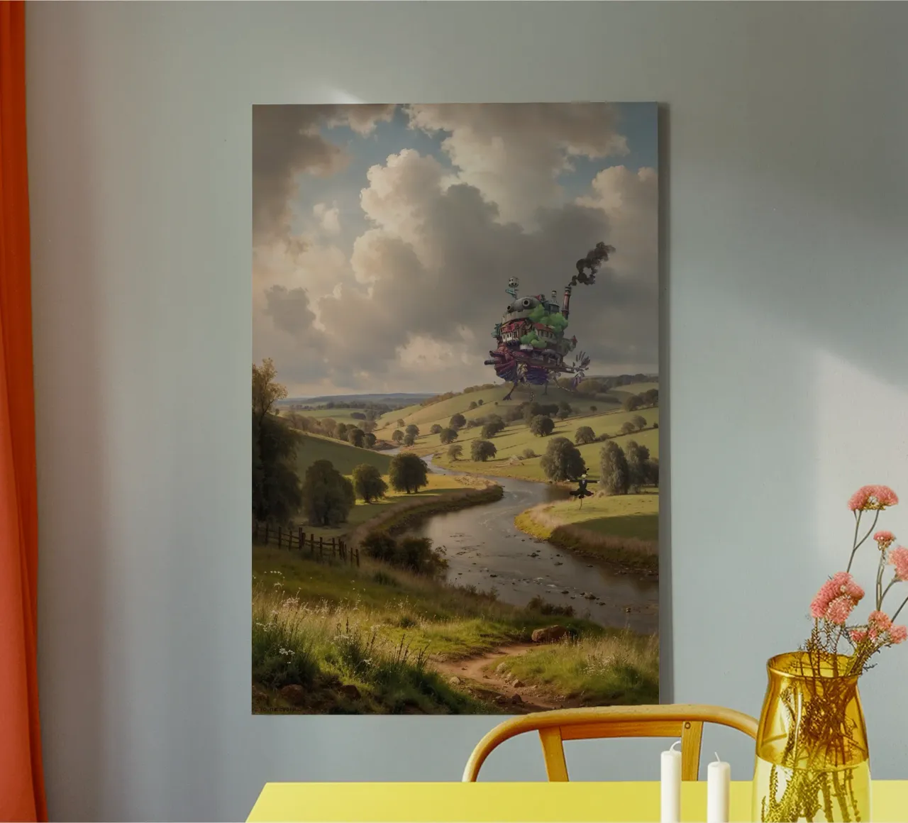 The Moving Castle in the Countryside | Limited Edition Print tela con Cornice a cassetta da Renaissance Rebel