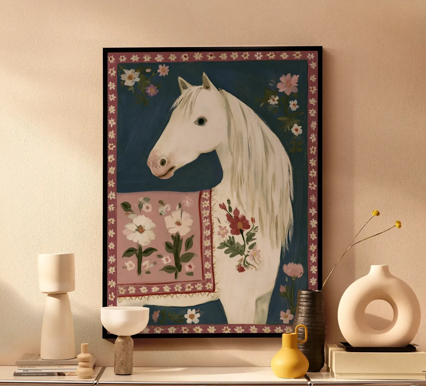Cavallo floreale poster da Rustic Grace Studio 02