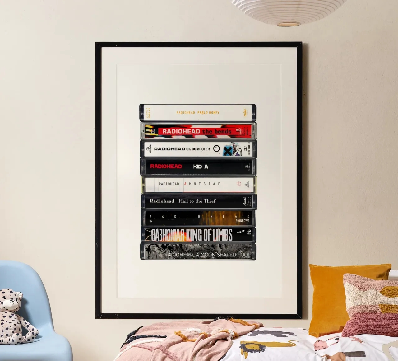 Radiohead - Album raccolti - Stampa su cassetta poster con telaio in alluminio da MrMustardPrints