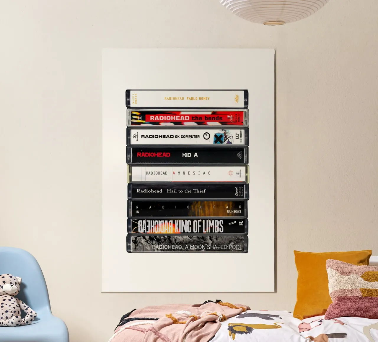 Radiohead - Album raccolti - Stampa su cassetta poster con telaio in alluminio da MrMustardPrints