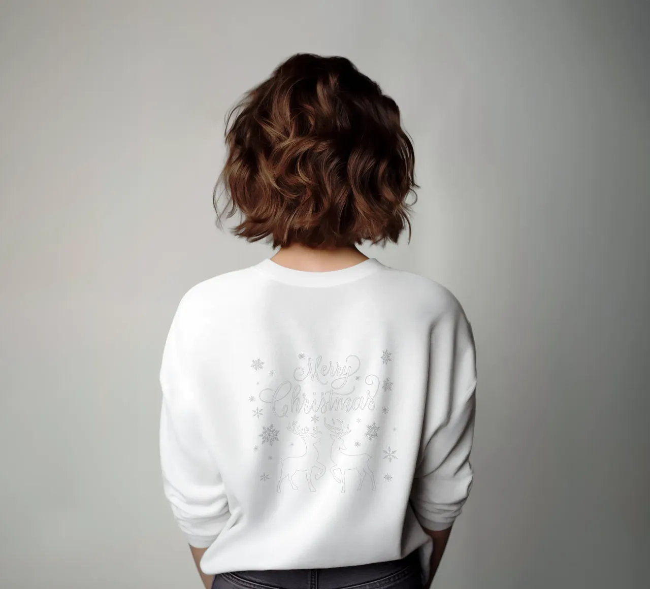 Feliz Navidad con ciervos, corzos y copos de nieve sudadera de CalliLetters
