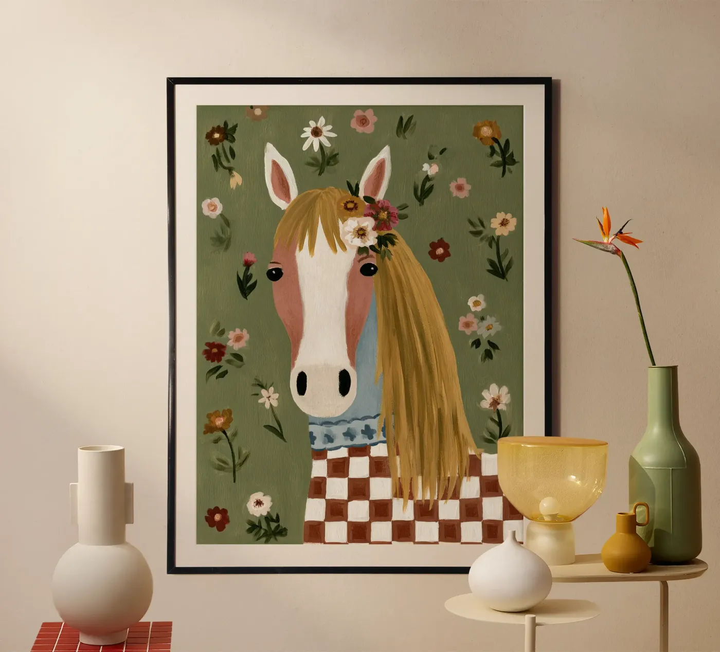 Blumenpferd Poster von Rustic Grace Studio 02