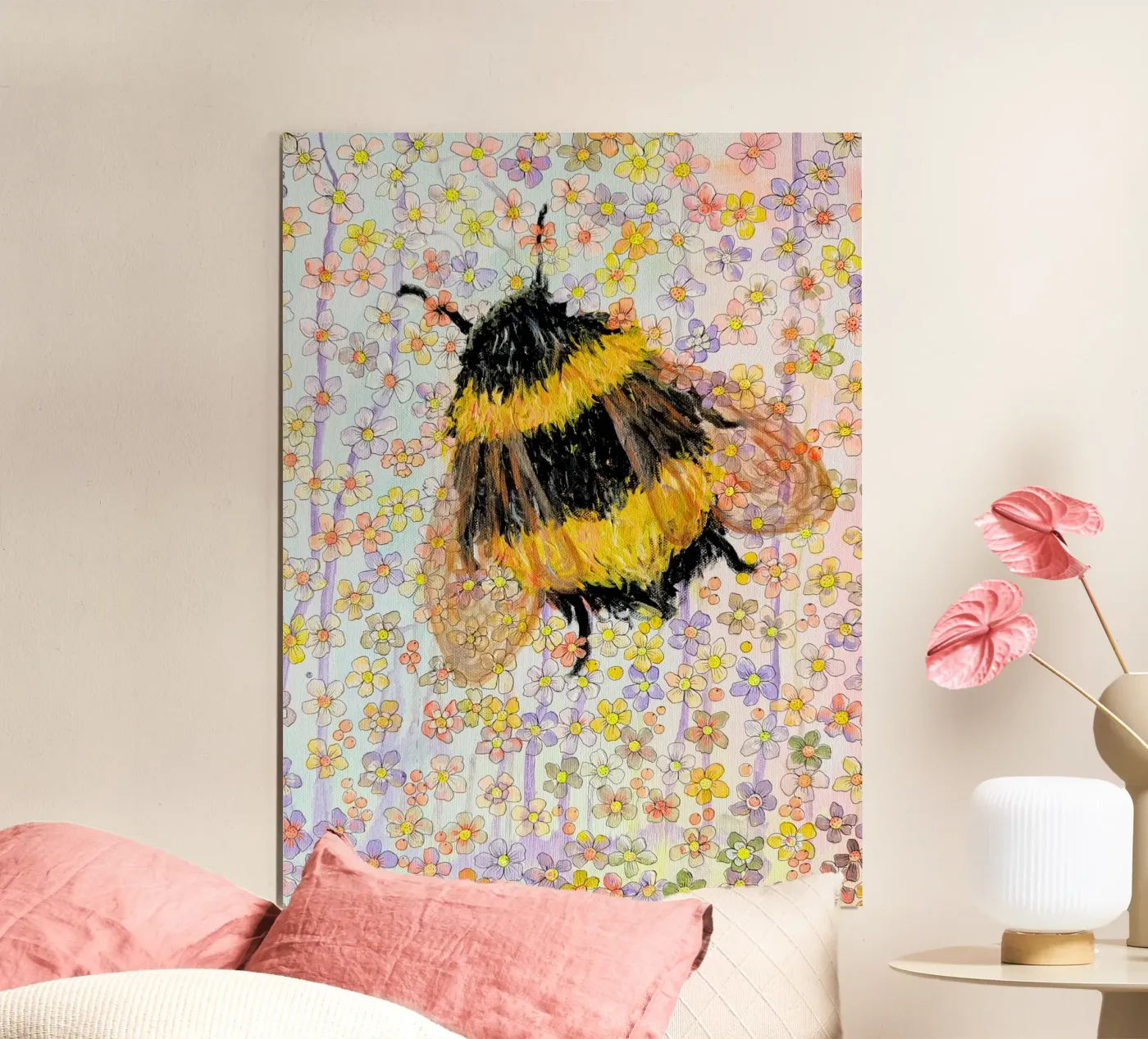 Hummel Poster mit Holzrahmen von Stefanie Guckau