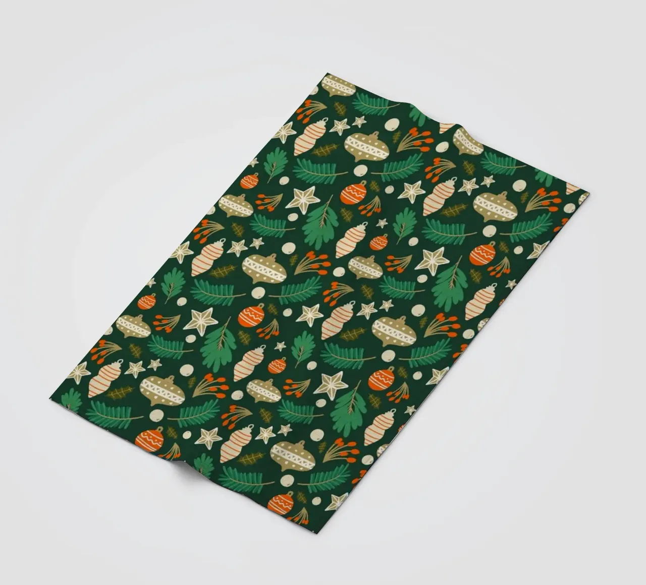 Christmas Baubles and Winter Foliage Green fleece blanket by susanacosta
