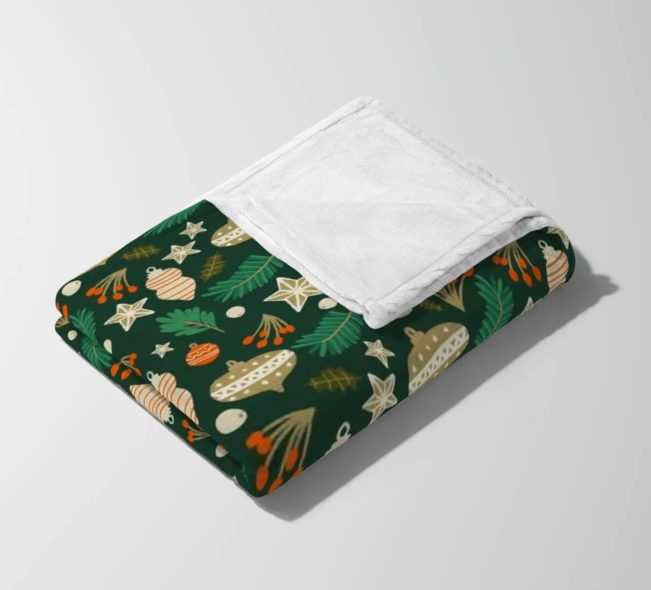 Christmas Baubles and Winter Foliage Green fleece blanket by susanacosta