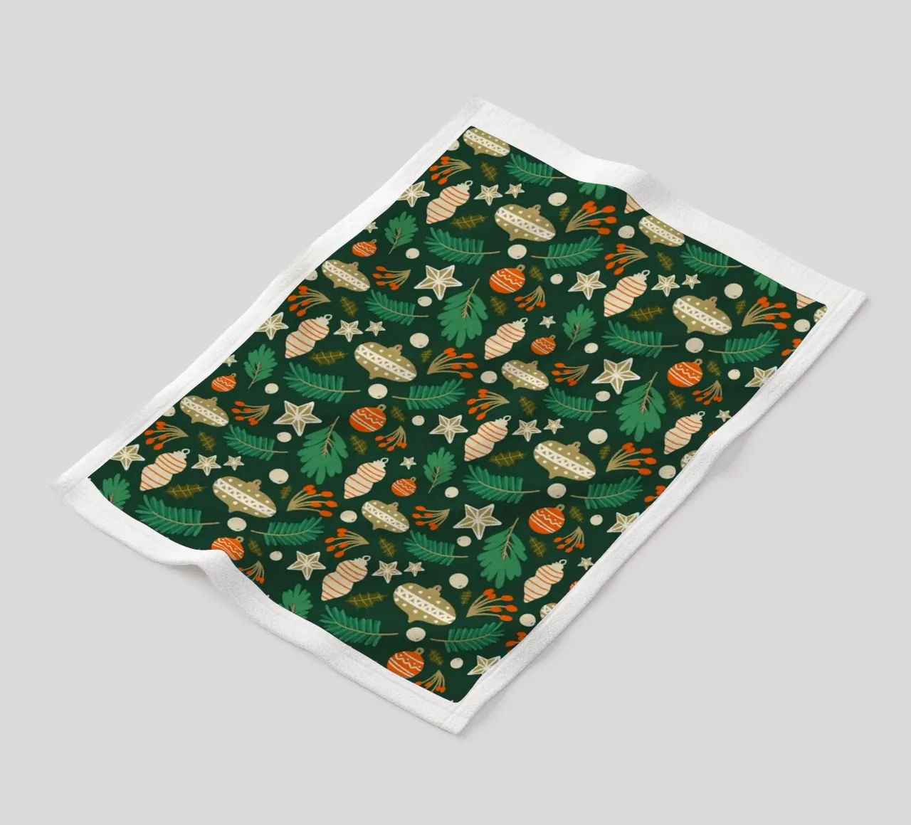 Christmas Baubles and Winter Foliage Green fleece blanket by susanacosta