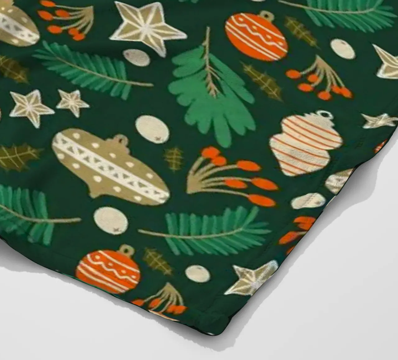 Christmas Baubles and Winter Foliage Green fleece blanket by susanacosta