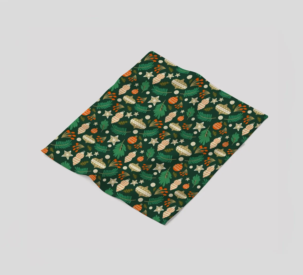 Christmas Baubles and Winter Foliage Green fleece blanket by susanacosta