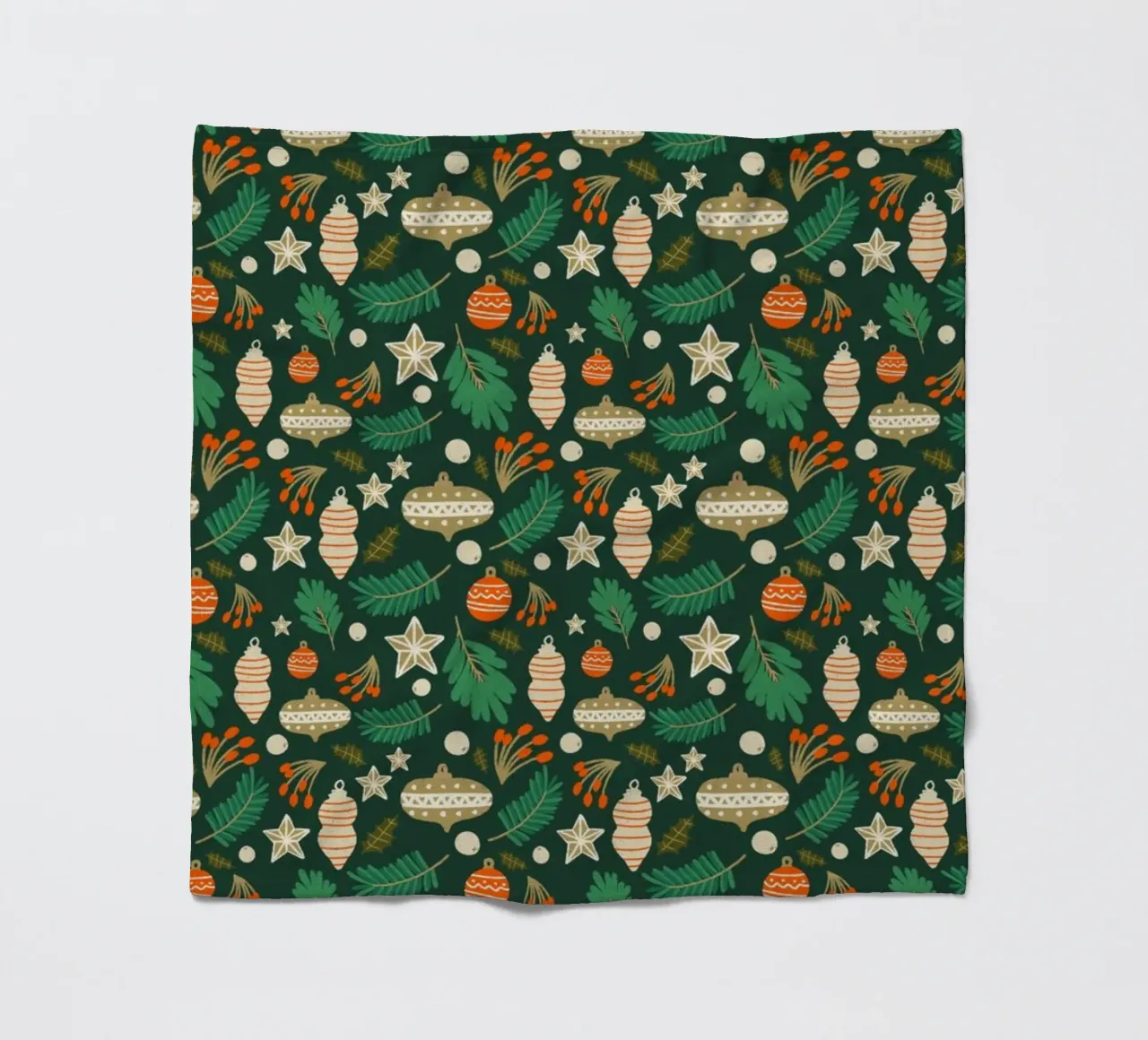 Christmas Baubles and Winter Foliage Green fleece blanket by susanacosta