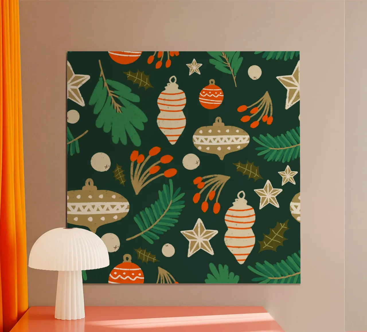 Christmas Baubles and Winter Foliage Green poster by susanacosta