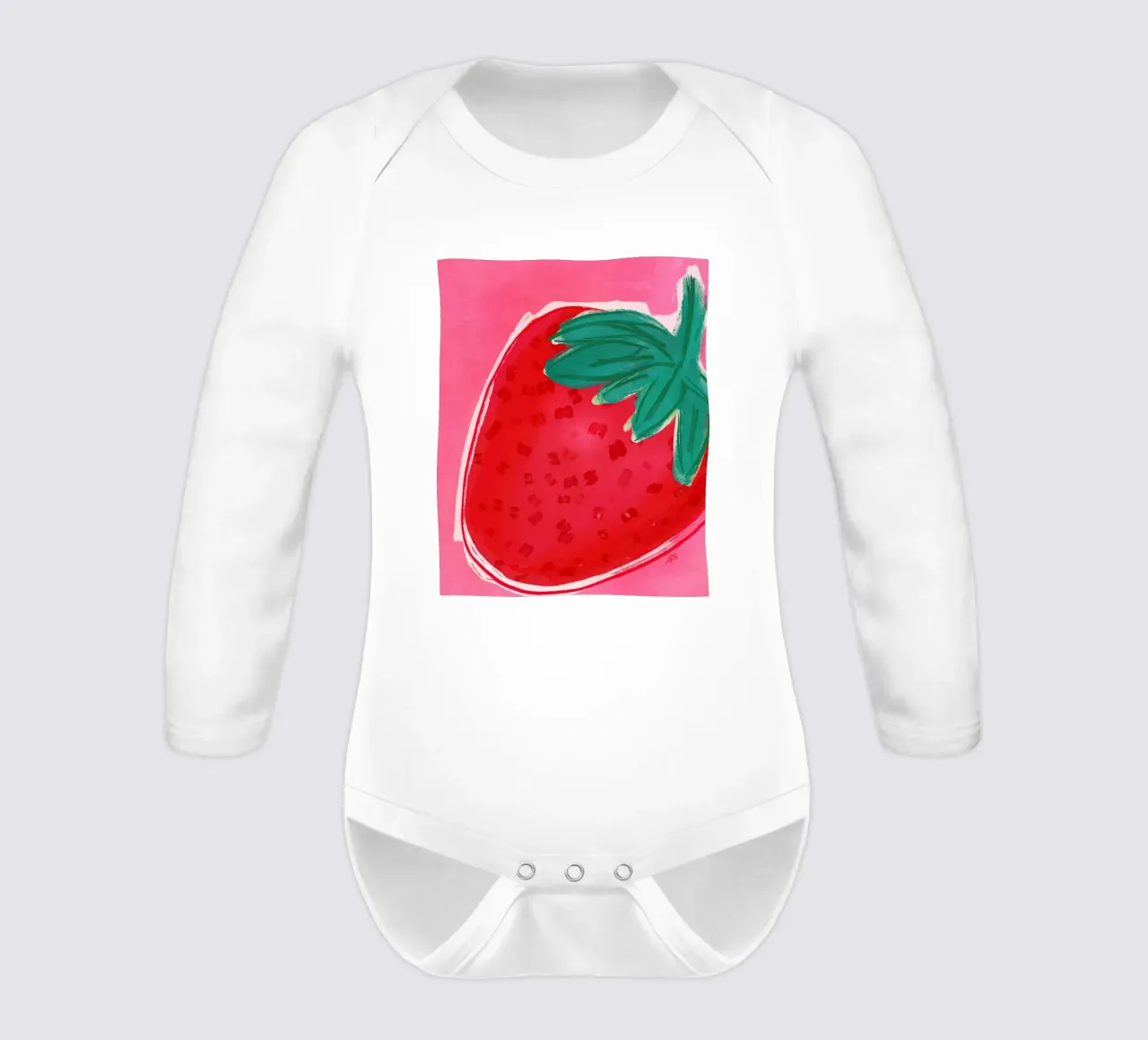 Just a Strawberry | Abstract Painting long-sleeve baby romper by sabidussi