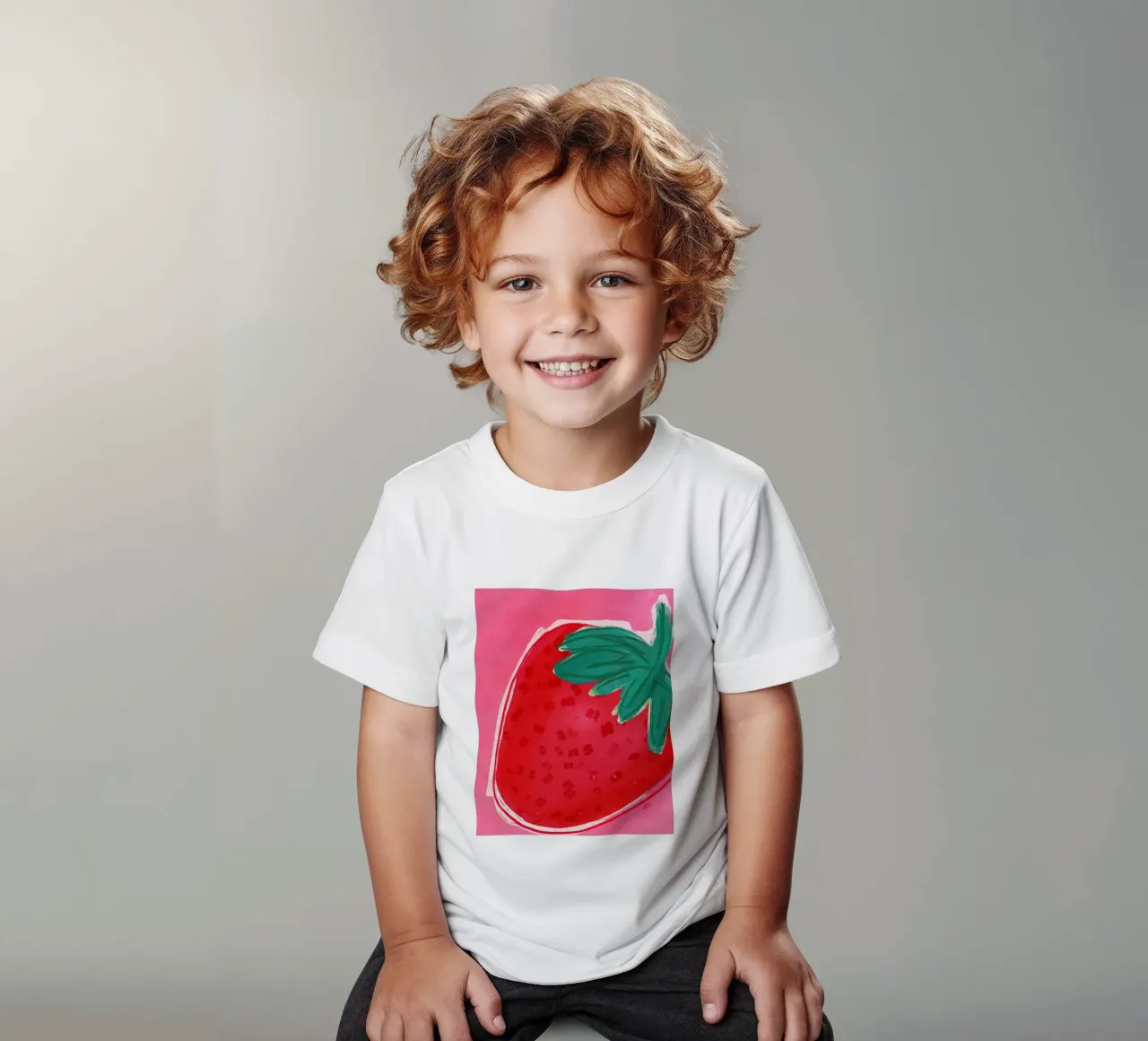 Just a Strawberry | Abstract Painting Kinder T-Shirt von sabidussi