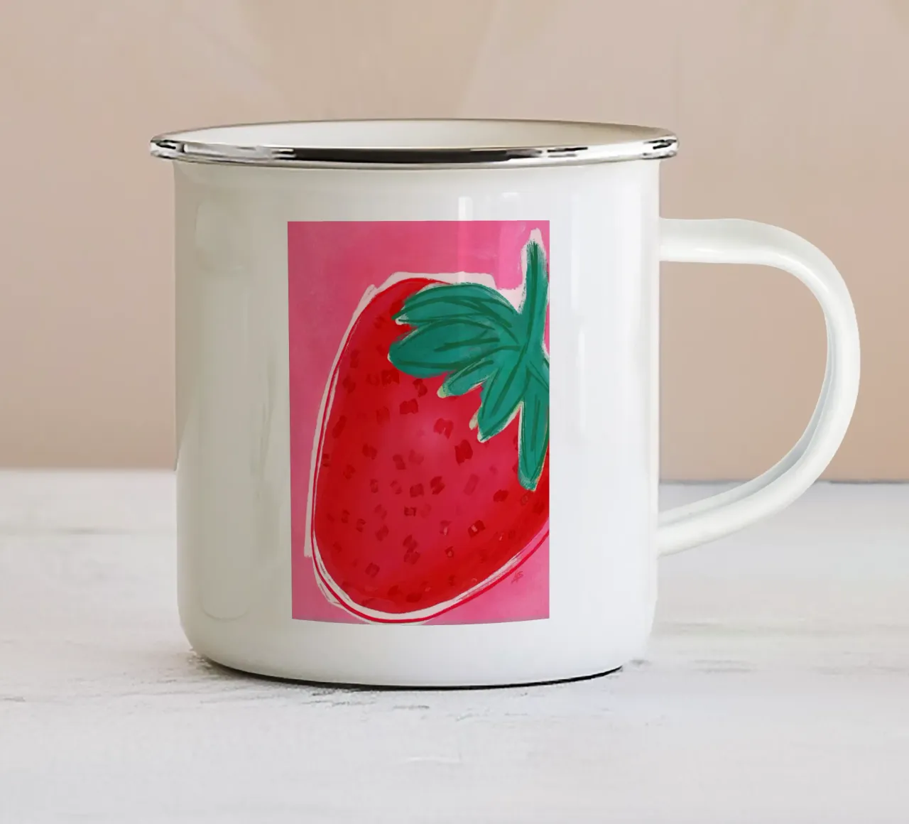 Just a Strawberry | Abstract Painting tazza in smalto da sabidussi