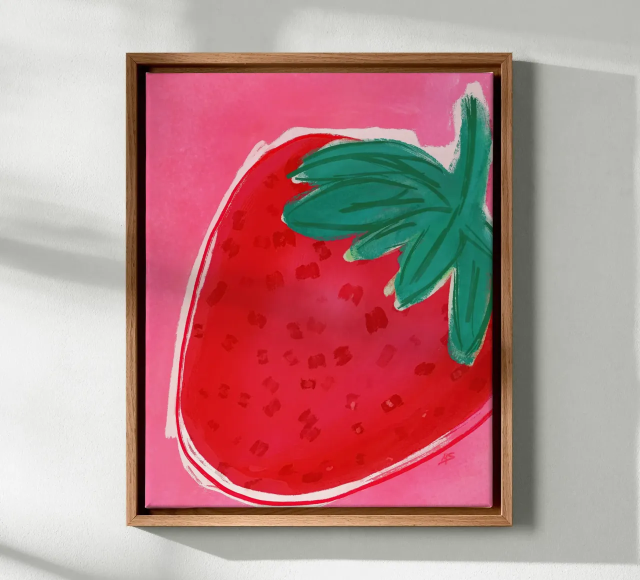 Just a Strawberry | Abstract Painting canvas with Floater frame by sabidussi