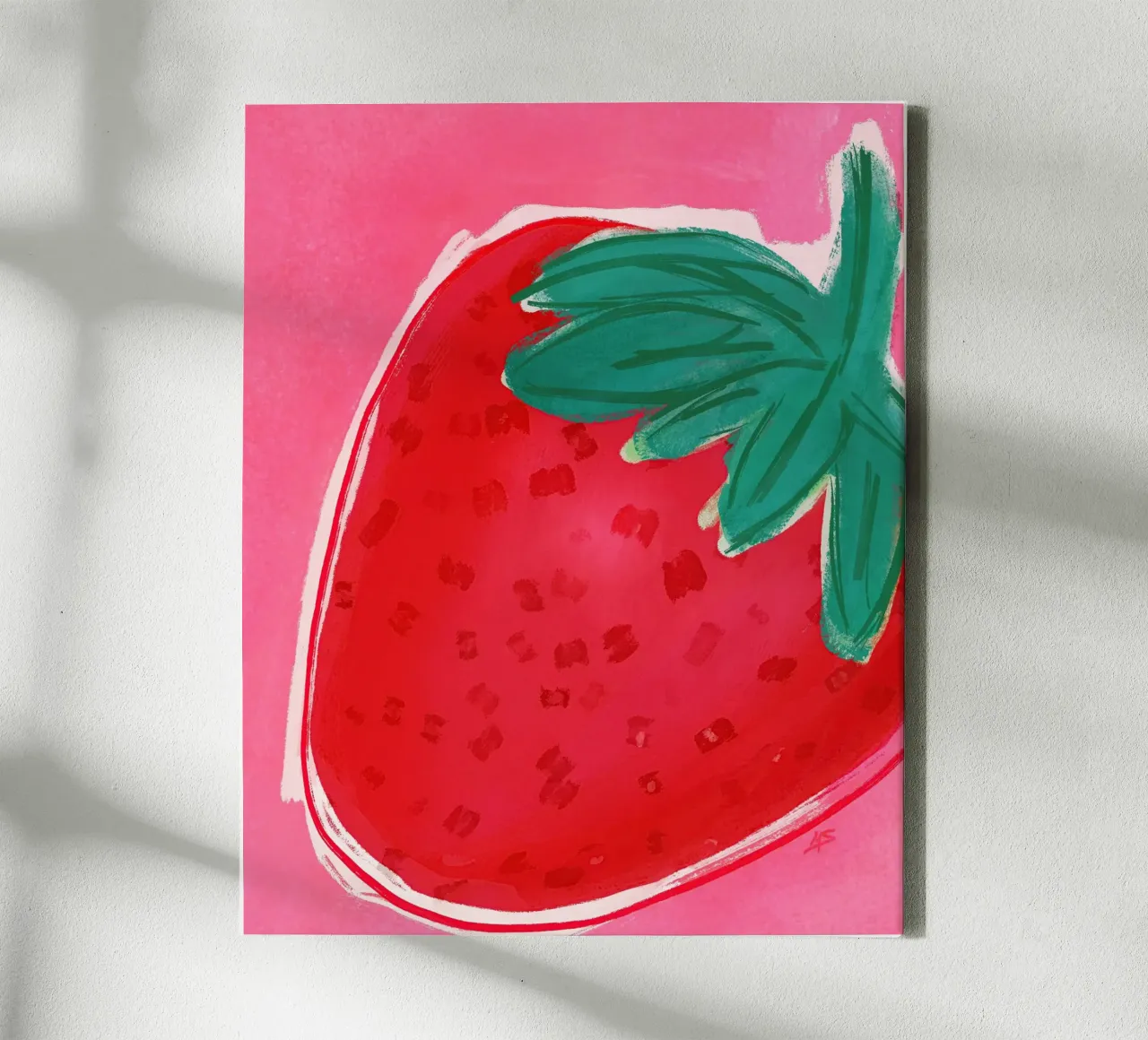Just a Strawberry | Abstract Painting canvas with Floater frame by sabidussi