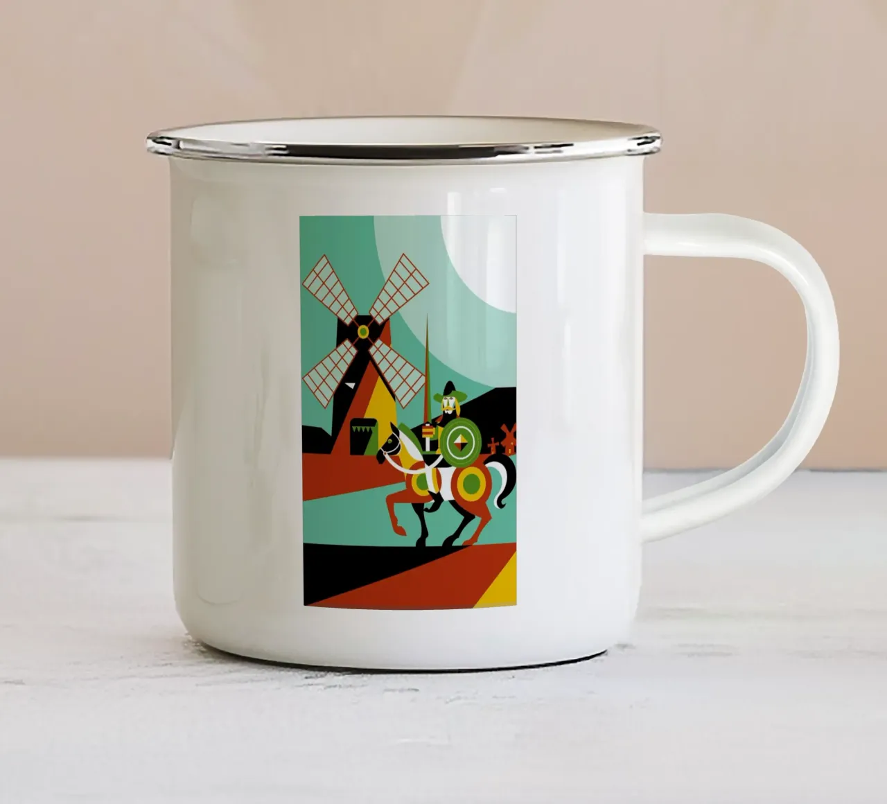 Don Quijote tazza in smalto da Oscar Odd Diodoro