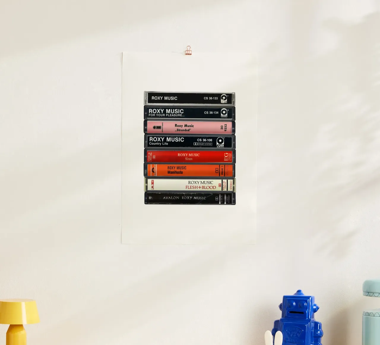 Roxy Music - Album raccolti - Stampa su cassetta poster con telaio in alluminio da MrMustardPrints