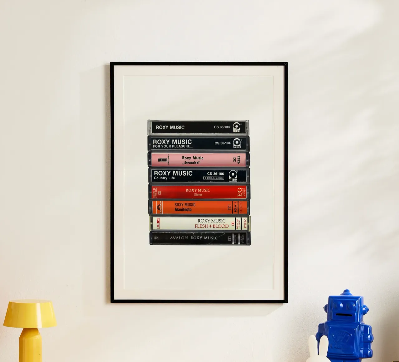 Roxy Music - Album raccolti - Stampa su cassetta poster con telaio in alluminio da MrMustardPrints