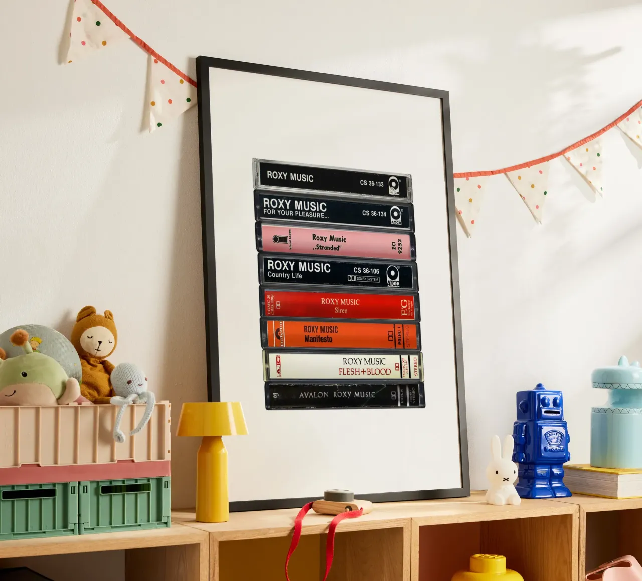 Roxy Music - Album raccolti - Stampa su cassetta poster con telaio in alluminio da MrMustardPrints