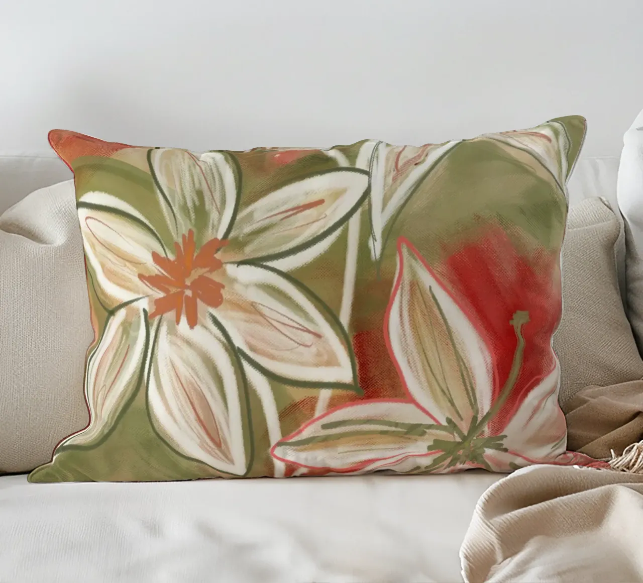 Minimal Flower Garden Abstract cuscino da sabidussi