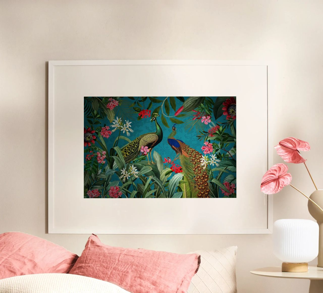 Mystic Vintage Tropical Jungle With Peacocks poster by Vintage World - Uta Naumann