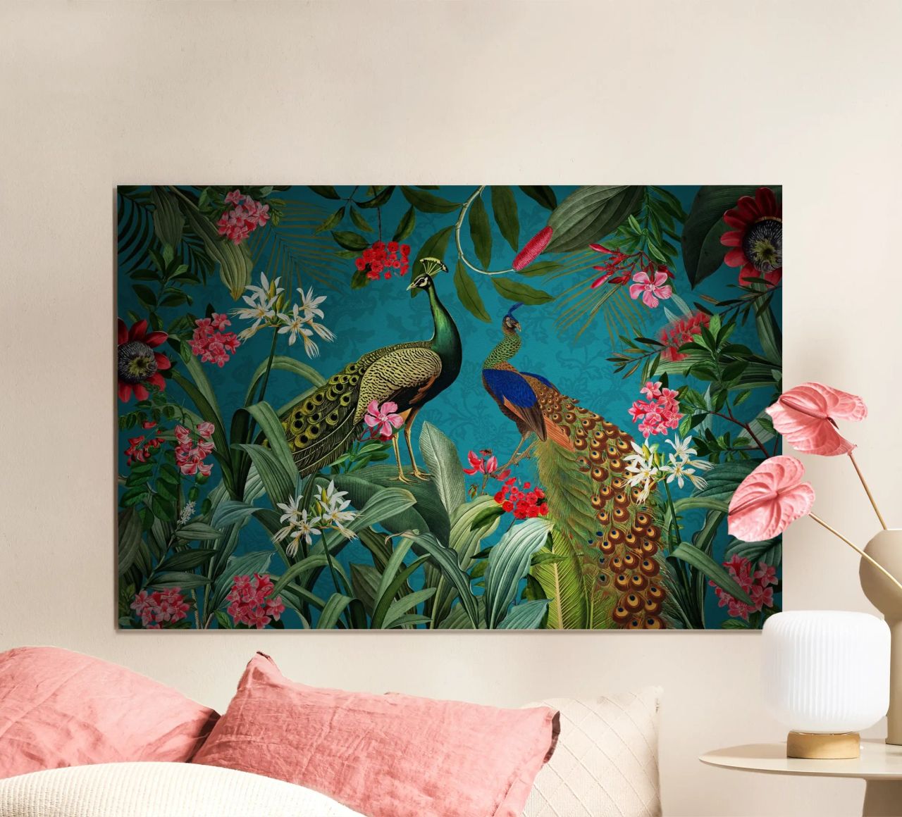 Mystic Vintage Tropical Jungle With Peacocks poster by Vintage World - Uta Naumann