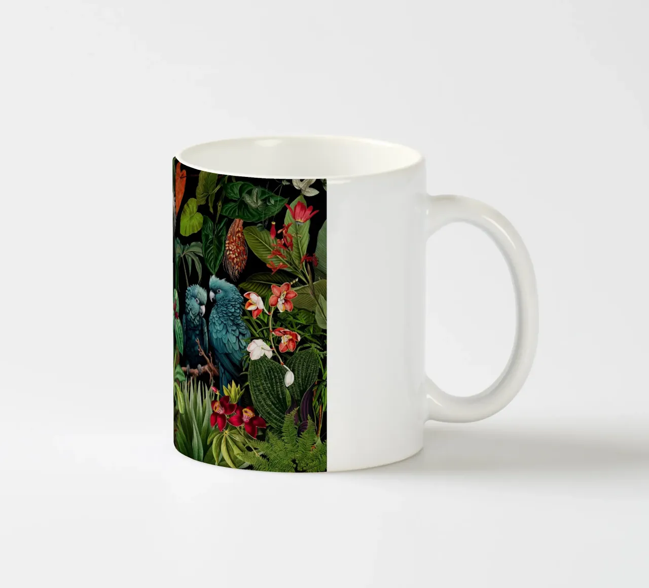 Giungla tropicale vintage di mezzanotte con uccelli esotici tazza in ceramica da Vintage World - Uta Naumann