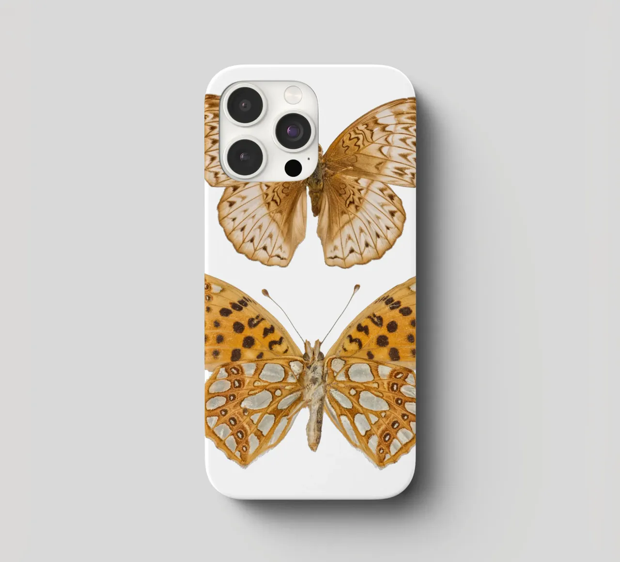 Natural Harmony: Two Brown/Beige Butterflies iphone case by Curious Collections by Marielle Leenders