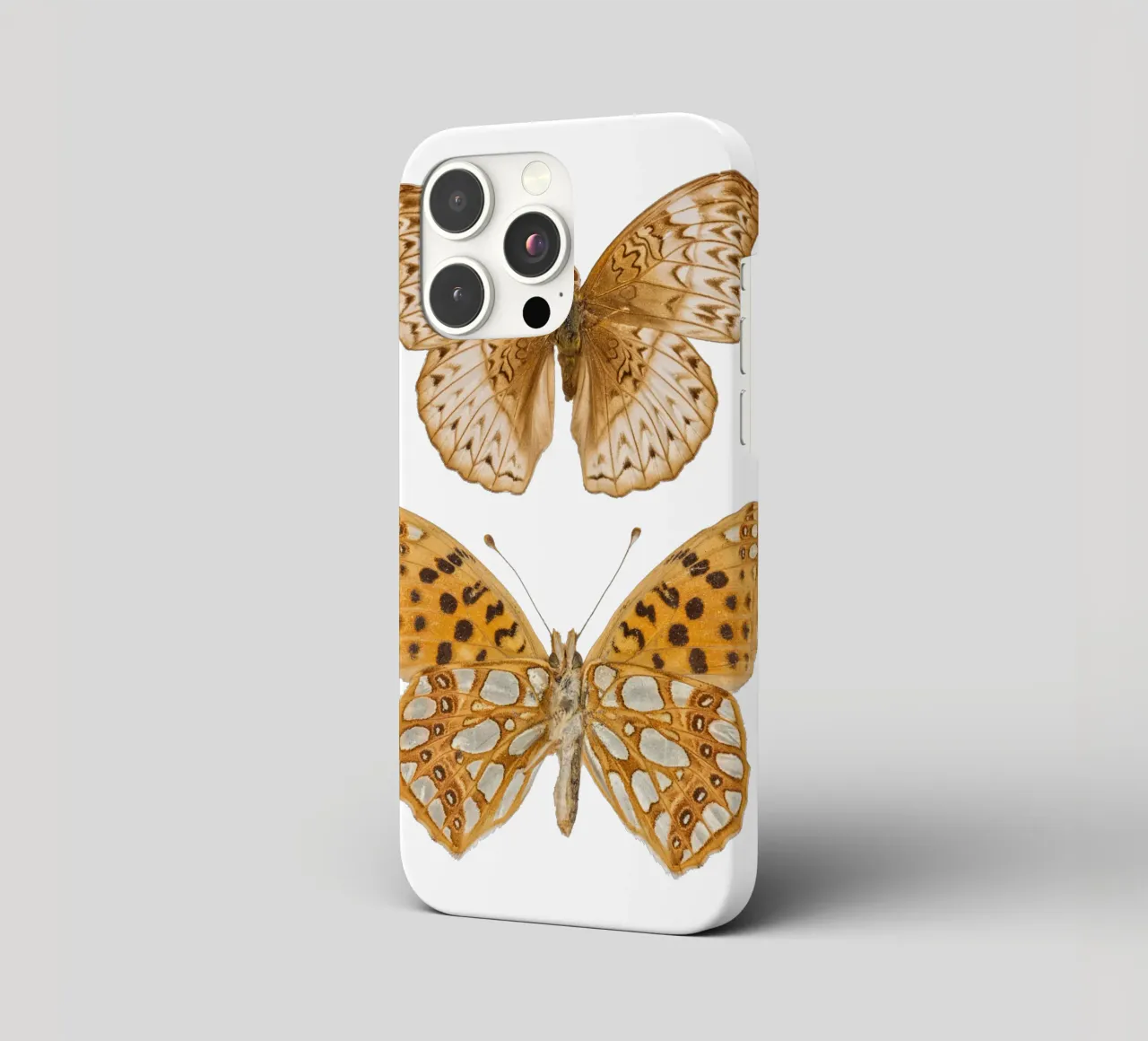 Natural Harmony: Two Brown/Beige Butterflies iphone case by Curious Collections by Marielle Leenders