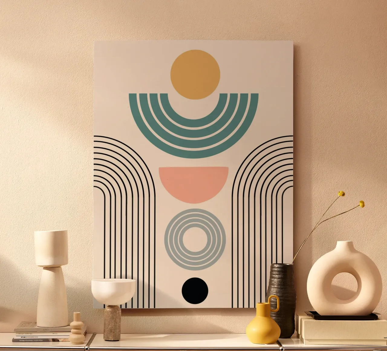 Balanced geometric shapes with circle pannello forex da LisaArtes