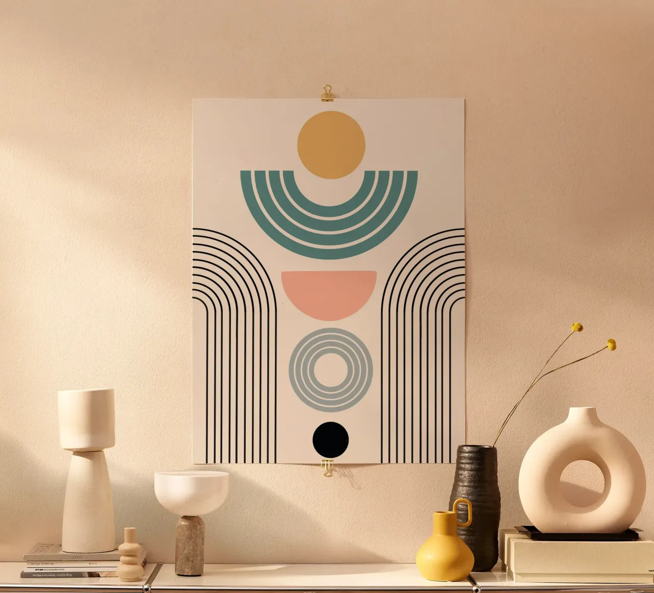 Balanced geometric shapes with circle poster da LisaArtes