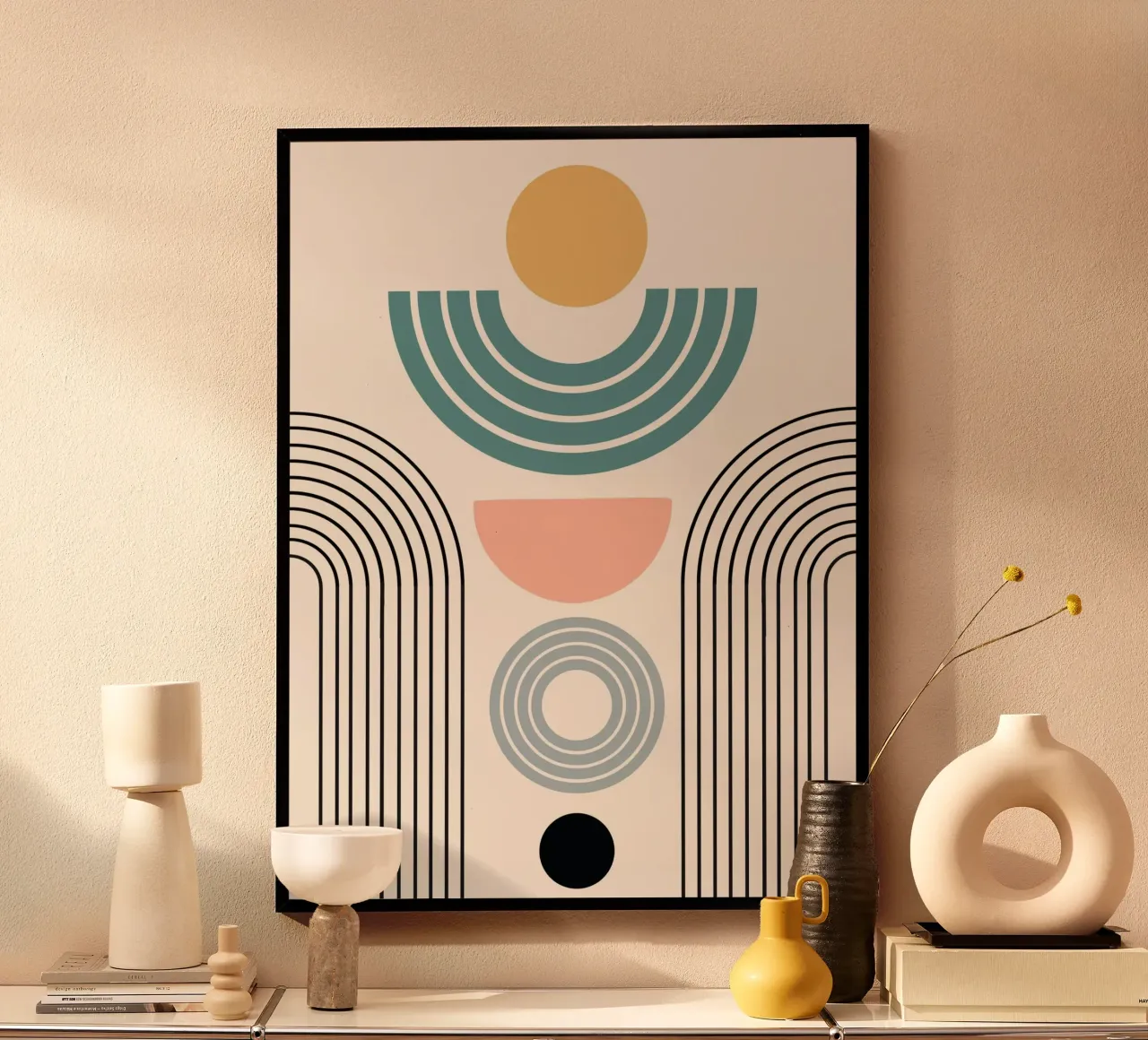 Balanced geometric shapes with circle poster da LisaArtes
