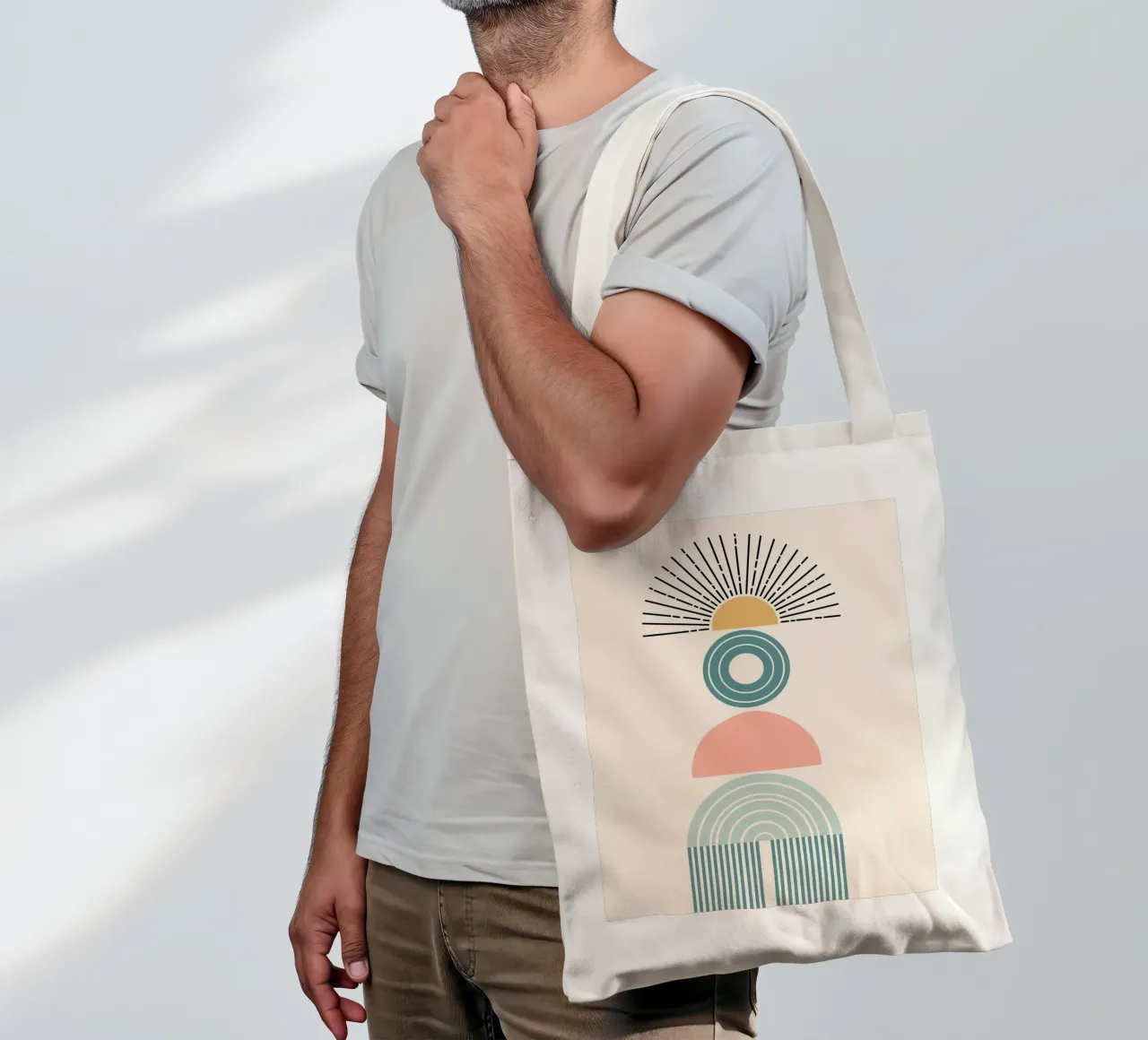 Stack of geometric shapes borsa in juta da LisaArtes