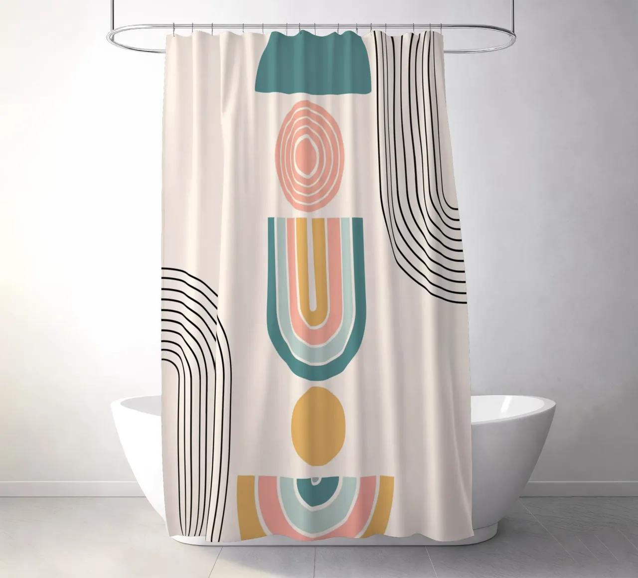 Geometric shapes in pastel colors shower curtain by LisaArtes