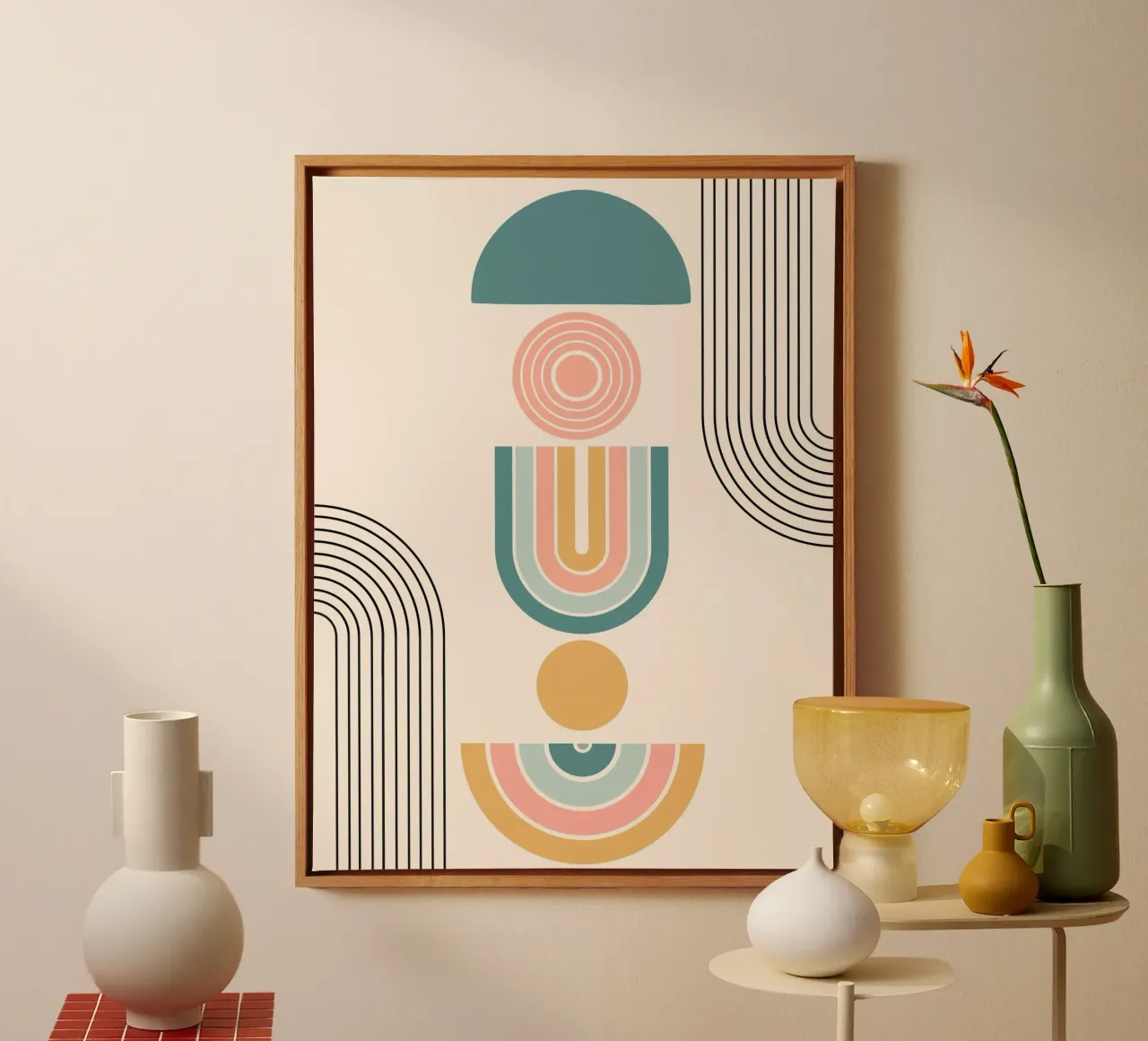 Geometric shapes in pastel colors tela con Cornice a cassetta da LisaArtes