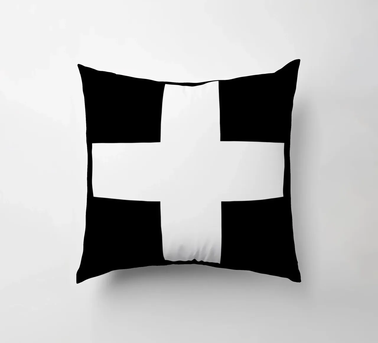 Croce Svizzera Design grafico monocromatico in bianco e nero cuscino da THE MOTIVATED TYPE