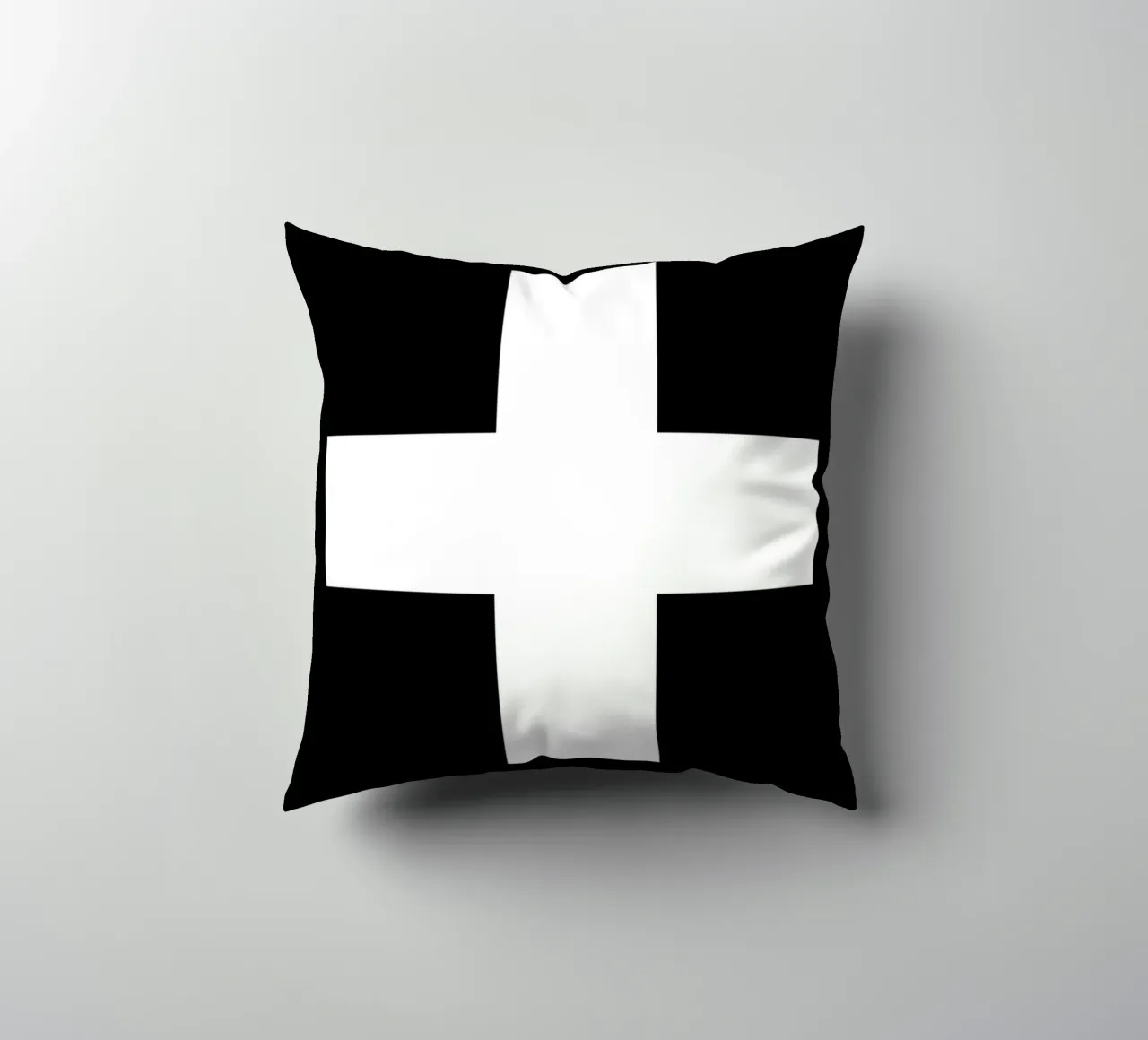 Croce Svizzera Design grafico monocromatico in bianco e nero cuscino da THE MOTIVATED TYPE
