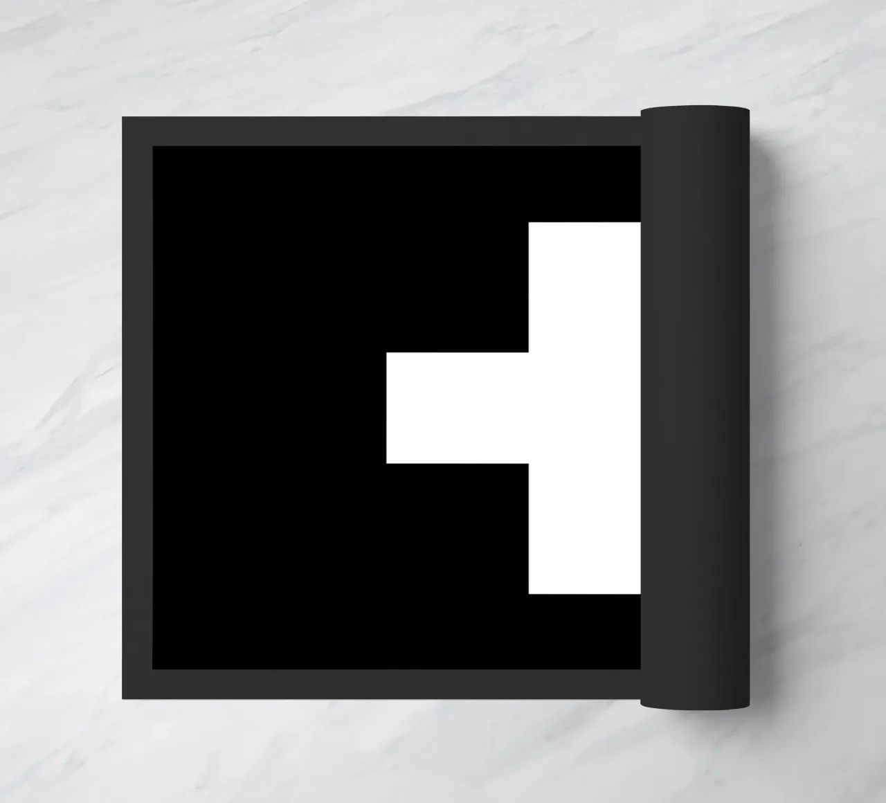 Croce Svizzera Design grafico monocromatico in bianco e nero zerbino da THE MOTIVATED TYPE