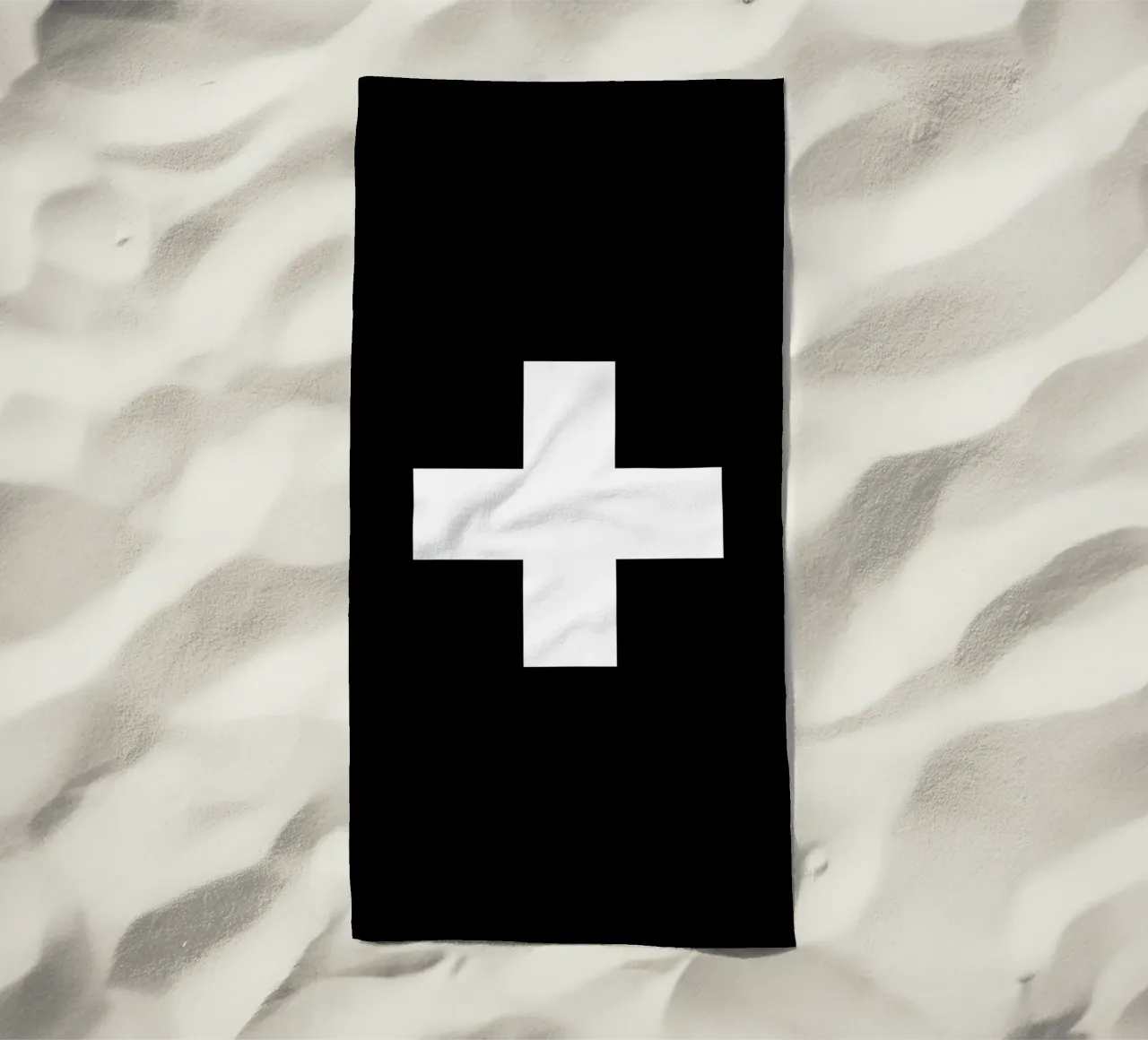 Croce Svizzera Design grafico monocromatico in bianco e nero telo mare da THE MOTIVATED TYPE