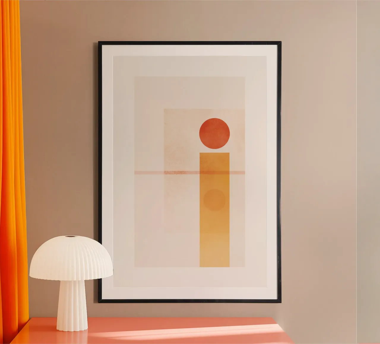 Geometric Sunset IV poster con telaio in legno da SABRIN DEIRANI