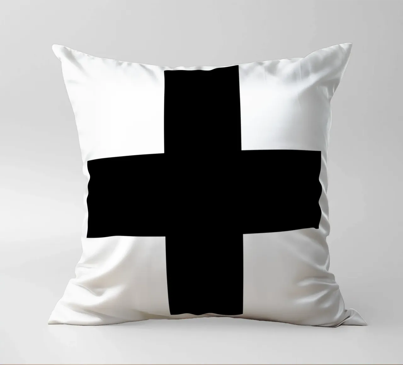 Croce svizzera Bianco e nero Design grafico monocromatico cuscino da THE MOTIVATED TYPE