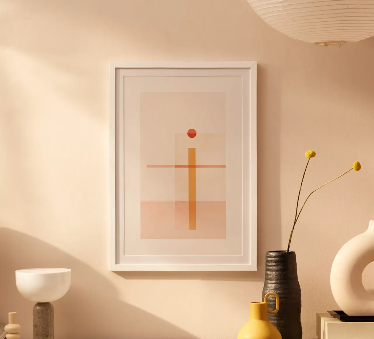 Geometric Sunset III poster con telaio in plastica da SABRIN DEIRANI