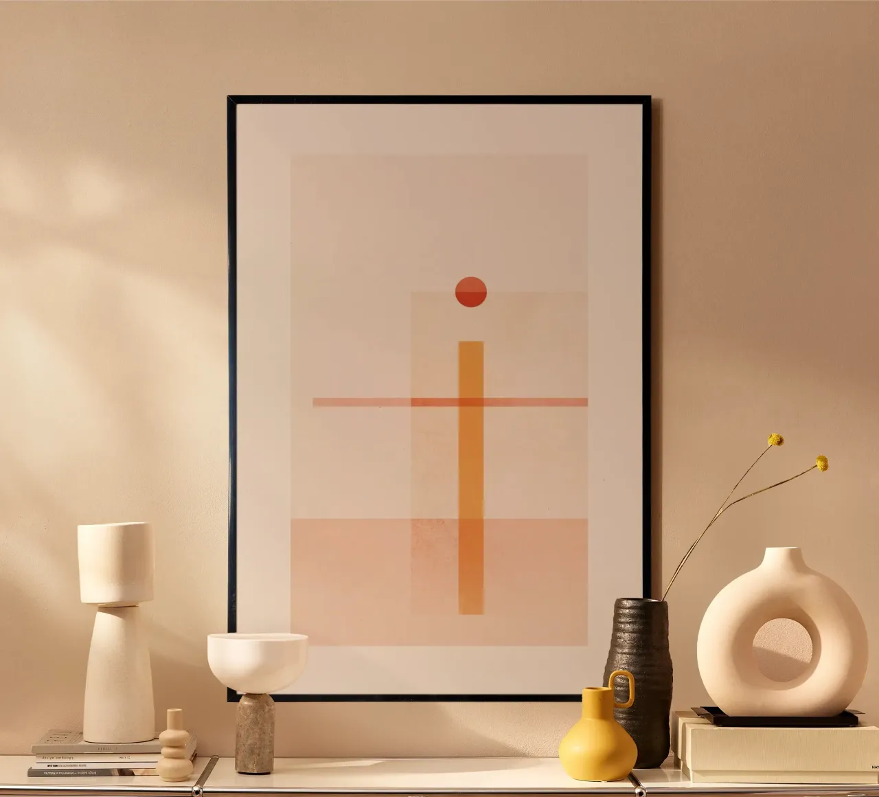 Geometric Sunset III poster con telaio in plastica da SABRIN DEIRANI