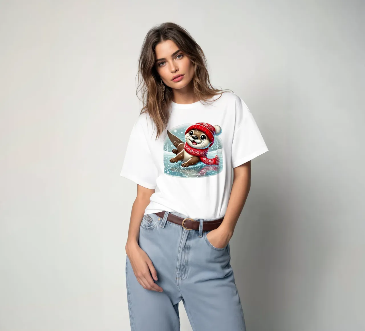 Divertimento con la lontra innevata t-shirt da FluffyToons