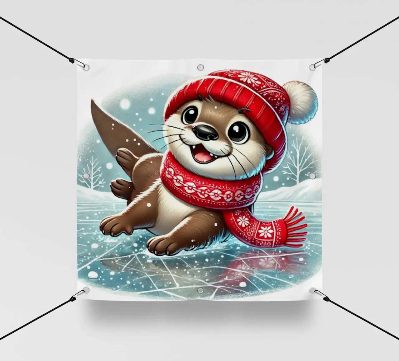 Divertimento con la lontra innevata telo in pvc da FluffyToons